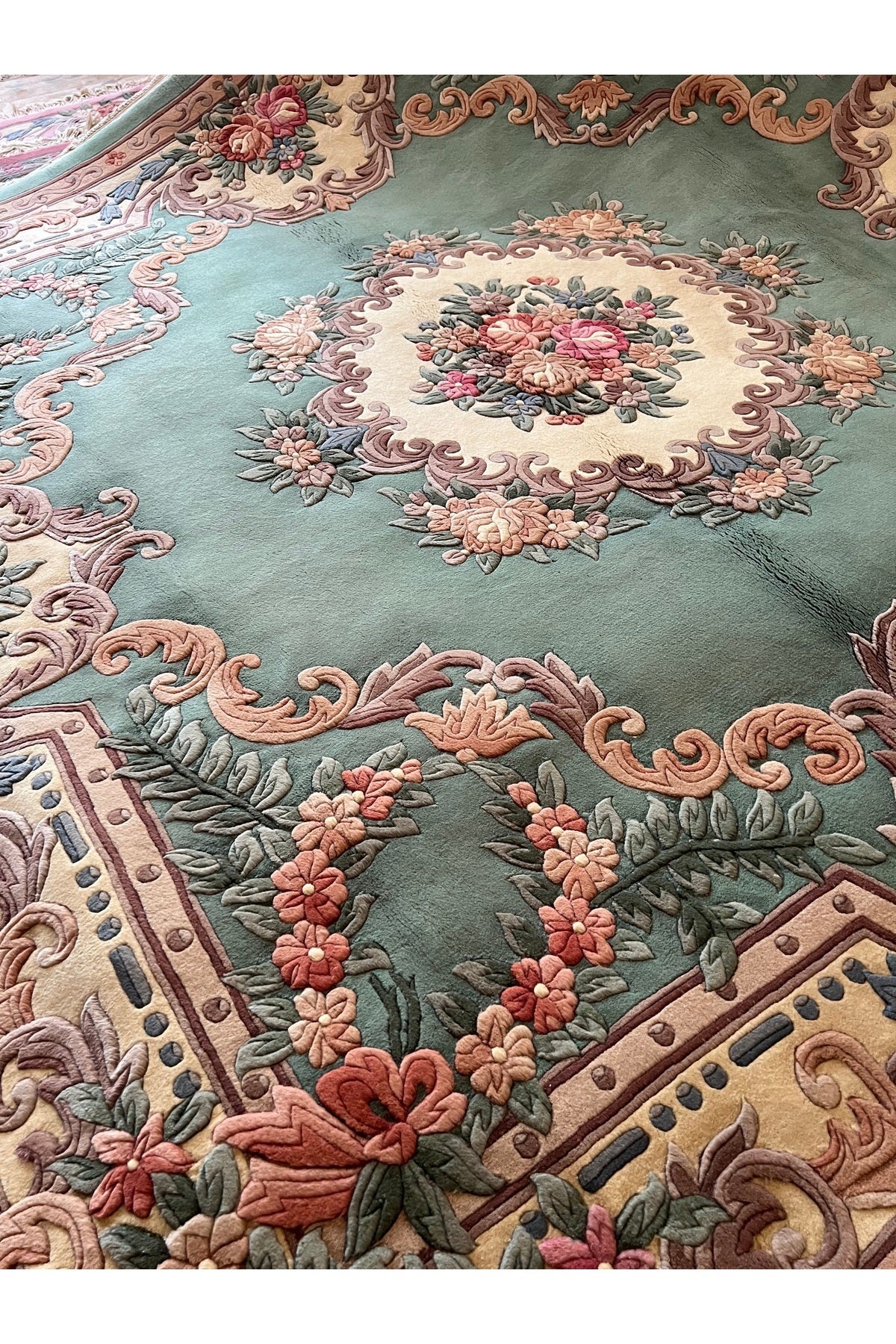 RD RAMAZAN DAG Hand Rug Art Hand-Woven Embossed Chinese Rug Premium Quality Green Color Size 250x250 - MALLTURK