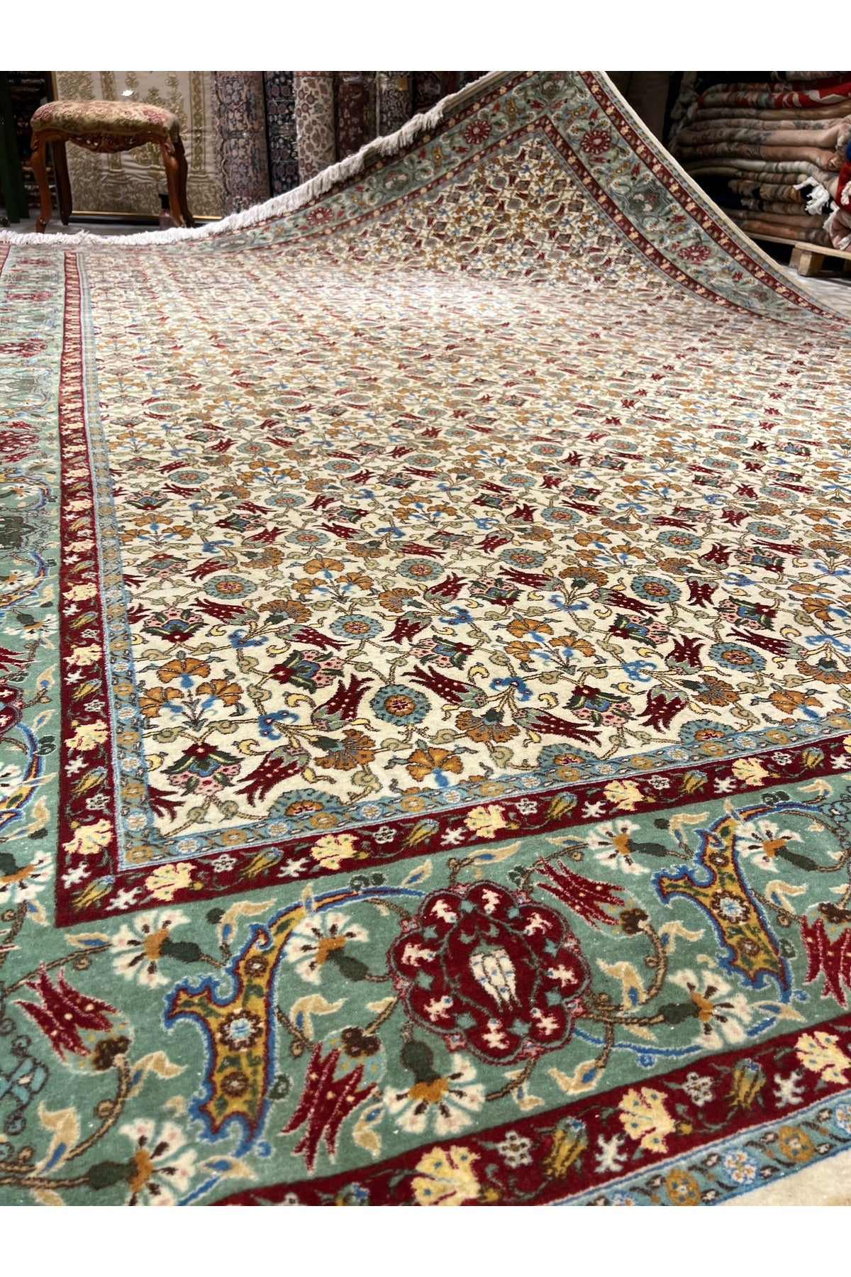 RD RAMAZAN DAG Hand Rug Art Hand-Woven Hereke Rug Lalezar Design Size 395x255 - MALLTURK