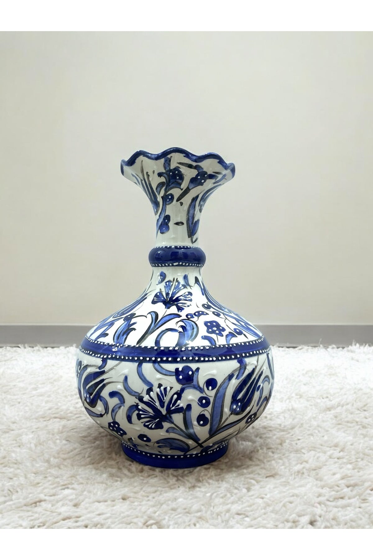 STORESZA Handmade Kutahya Ceramic 25 cm Decorative Vase - MALLTURK