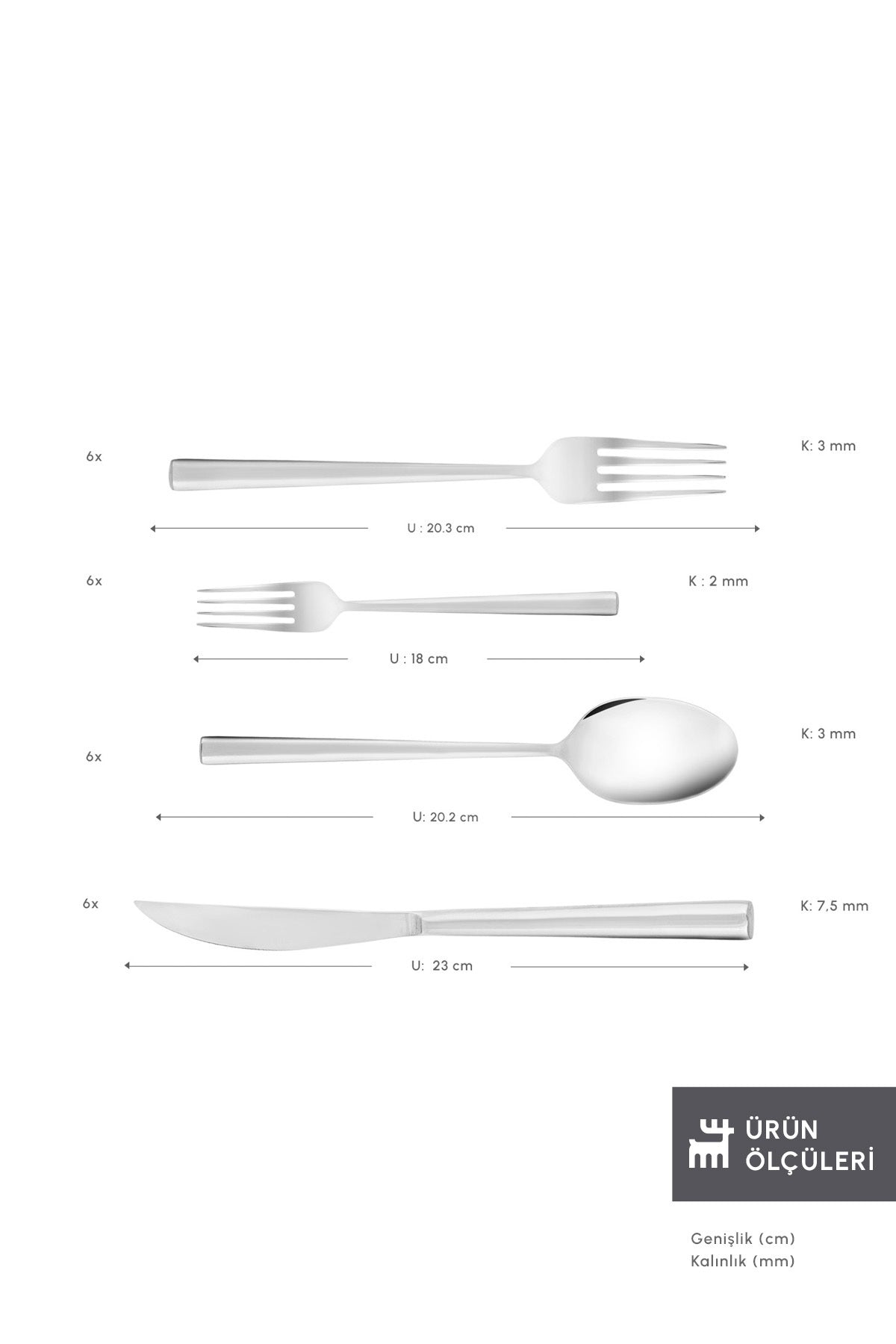 Karaca milas 6 Place Setting 24 Piece Flatware Set - MALLTURK