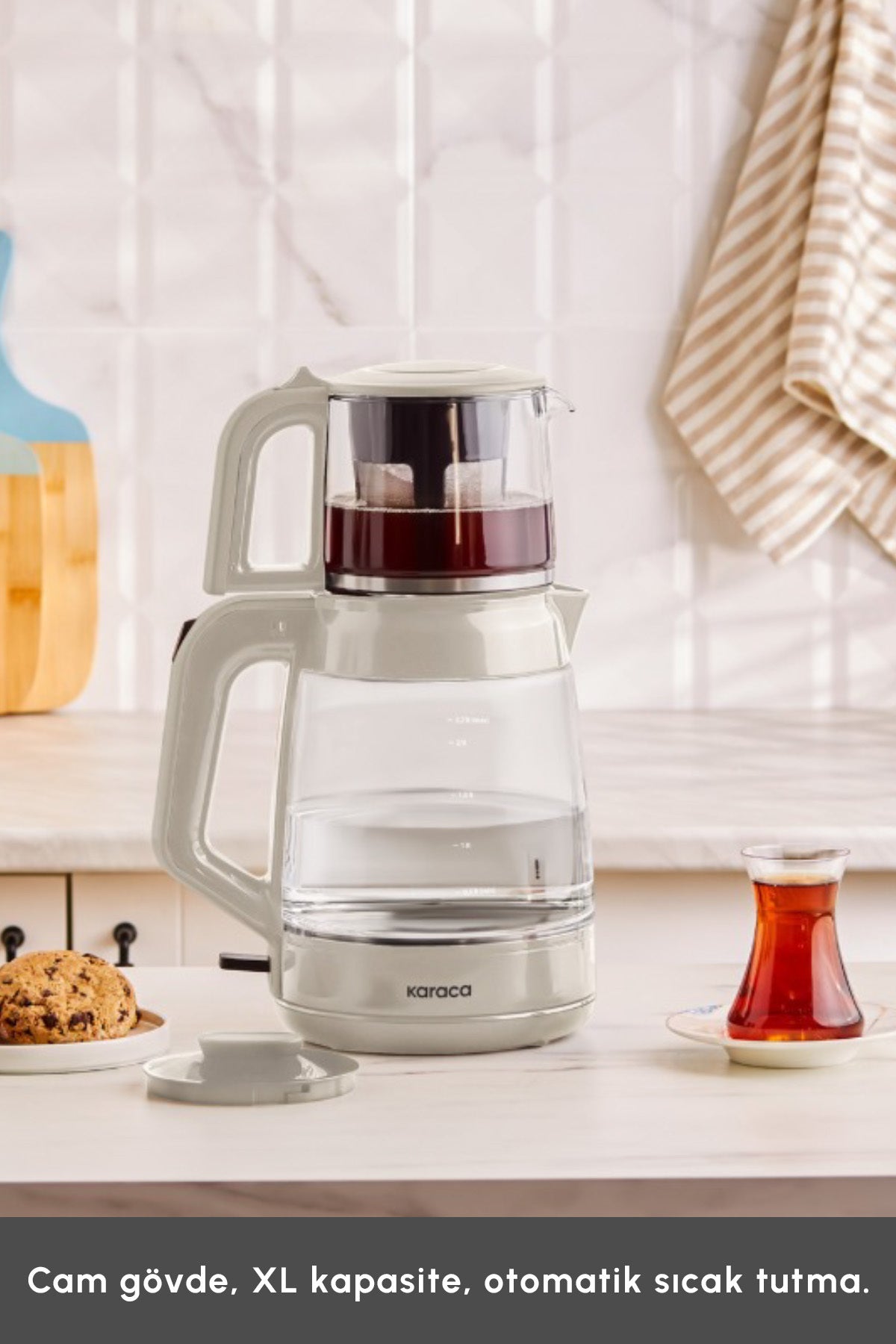 Karaca Glass Tea XL 2 in 1 Glass Tea Maker Starlight - MALLTURK