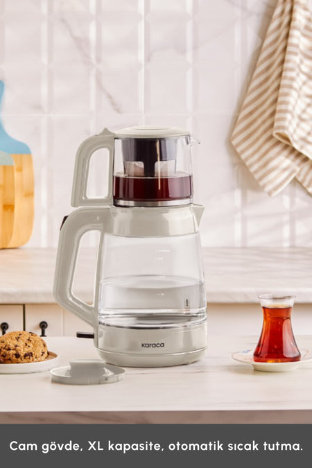 Karaca Glass Tea XL 2 in 1 Glass Tea Maker Starlight - MALLTURK