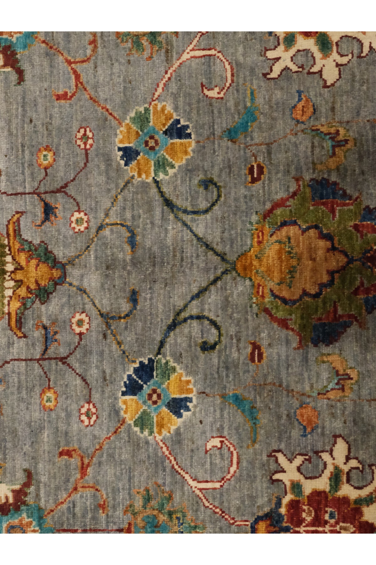 Vog Rug Sultani Handcrafted Gray Anatolian Pattern Pattern Fringed Modern and Traditional Living Room Rug