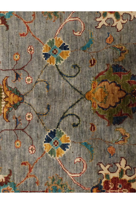 Vog Rug Sultani Handcrafted Gray Anatolian Pattern Pattern Fringed Modern and Traditional Living Room Rug