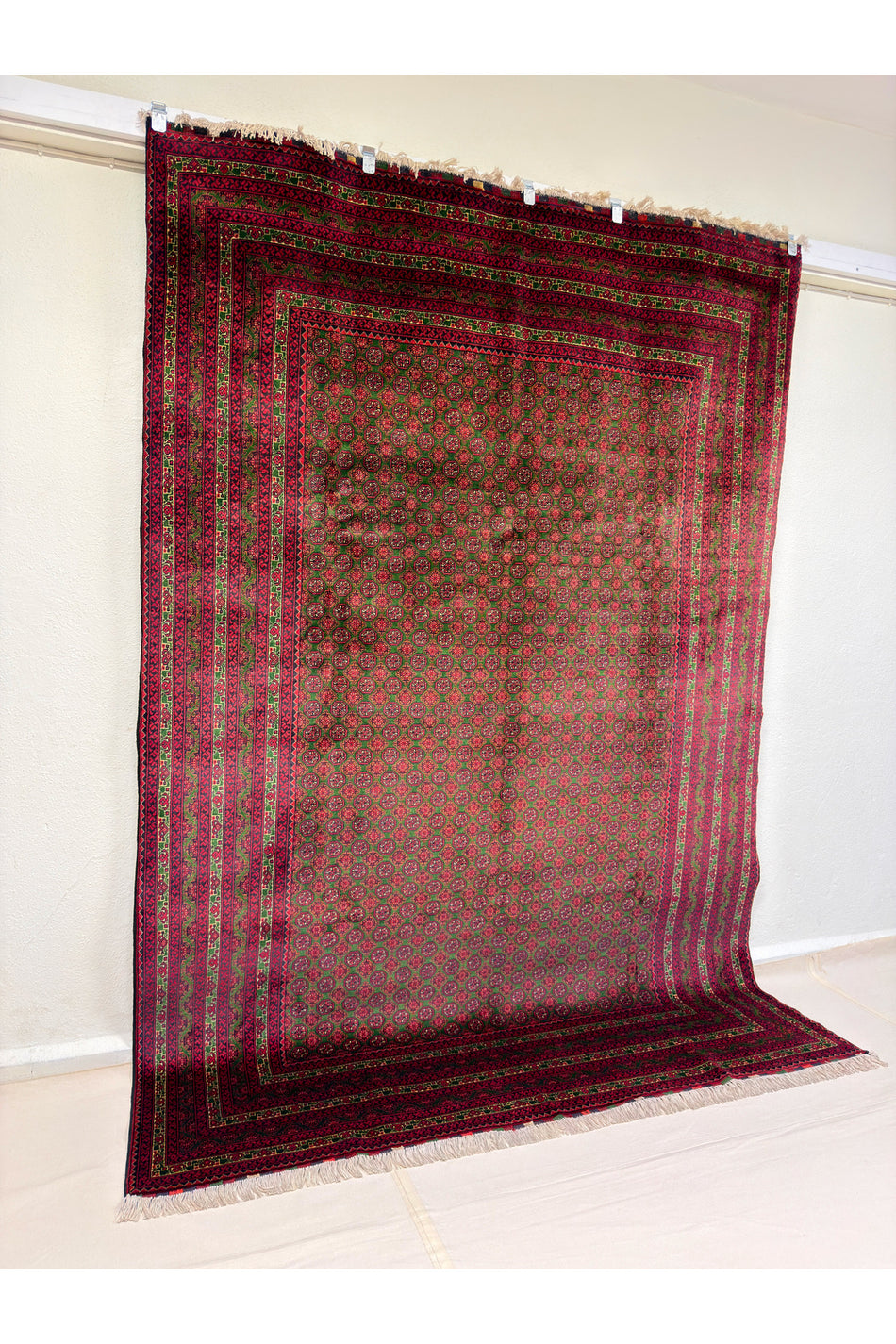 Afghan Rug Hand-Woven Afghan Hojanosrai 100% Wool Natural Dye
