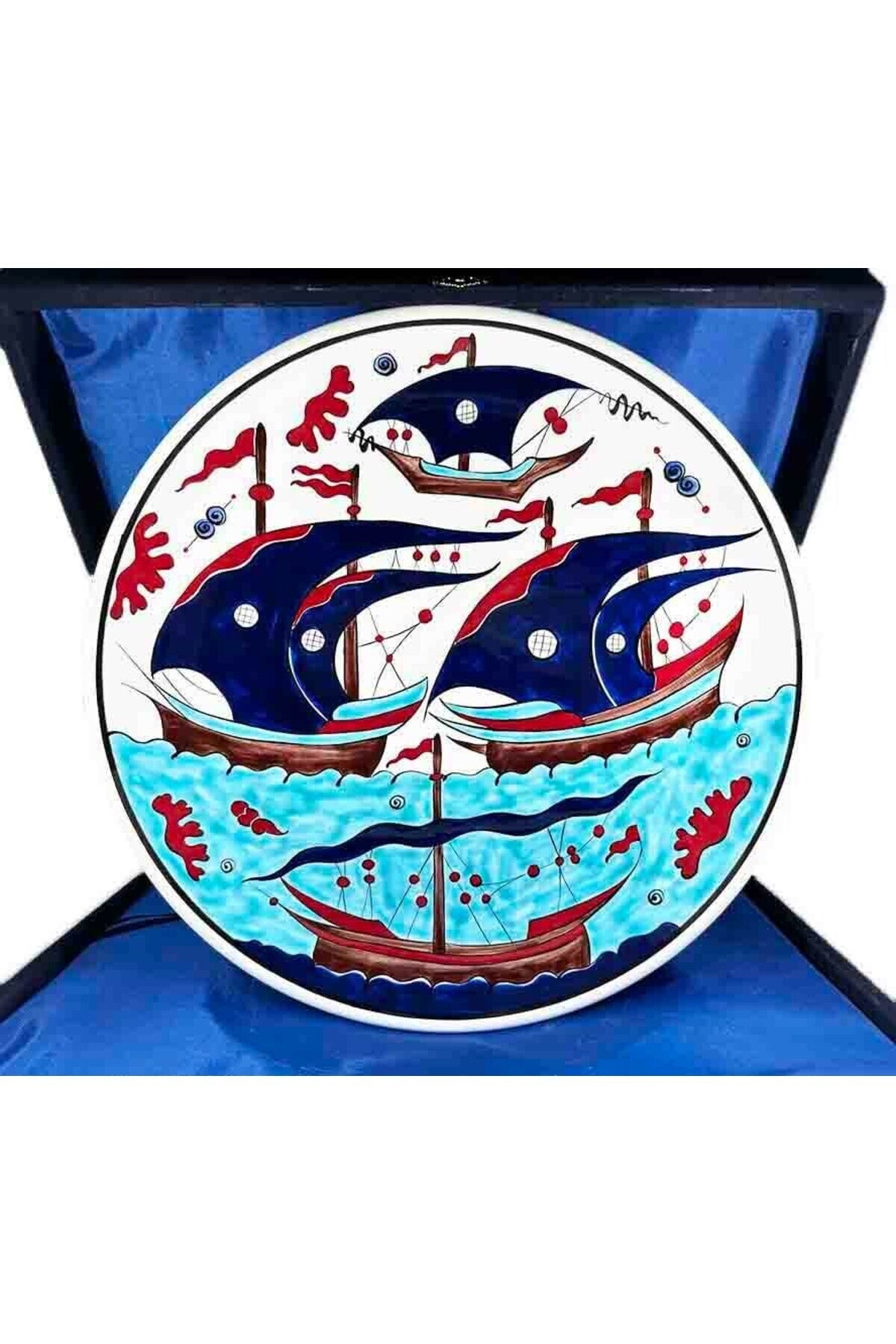 Cini Evi Batik Galleon 30cm Iznik Tile Plate - MALLTURK