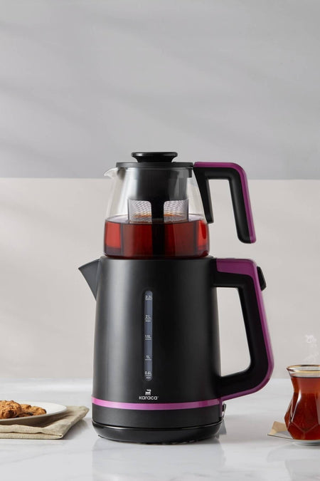 Karaca Maxi Tea XL 2-in-1 Glass Teapot and Kettle Set with Roseberry - MALLTURK