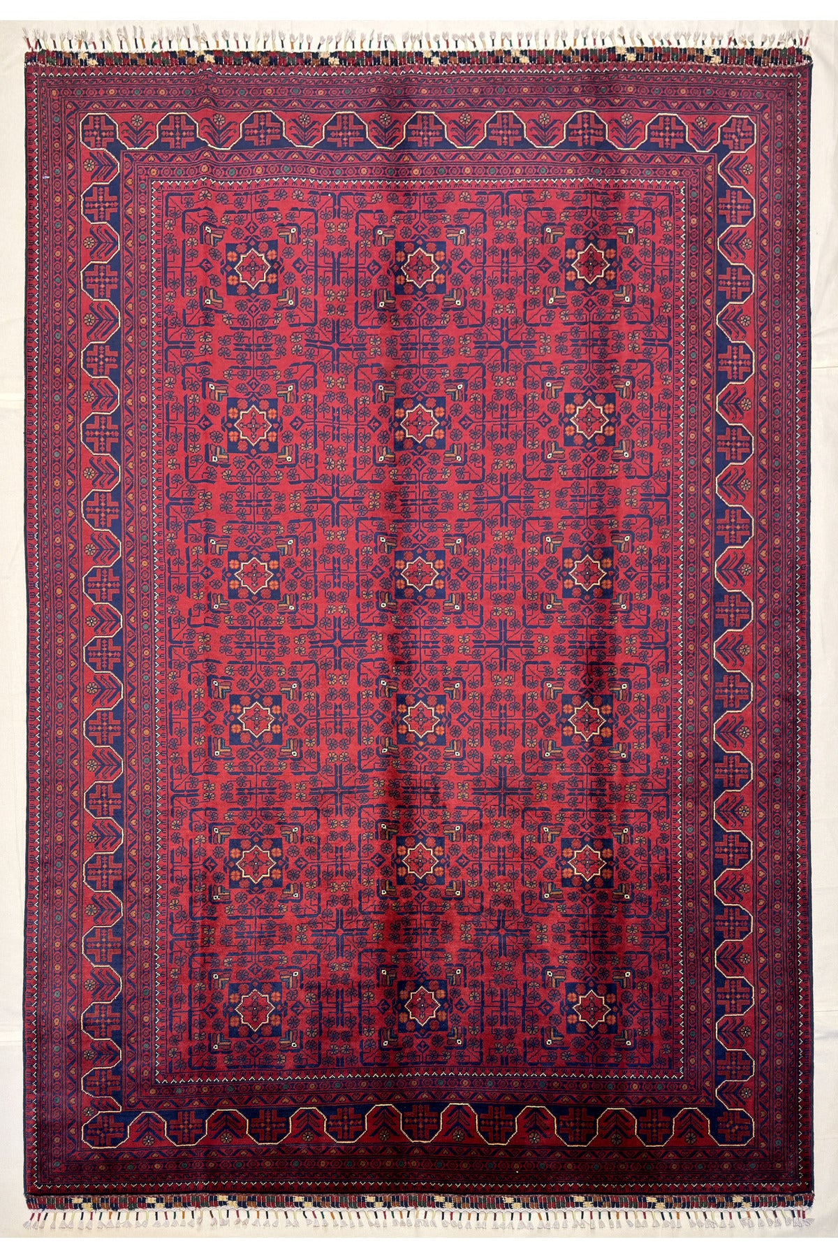 Afghan Rug Hand-Woven 6 Meter 100%Wool Natural Dye Handicraft ile Harika Yidizli Design