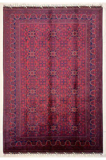 Afghan Rug Hand-Woven 6 Meter 100%Wool Natural Dye Handicraft ile Harika Yidizli Design
