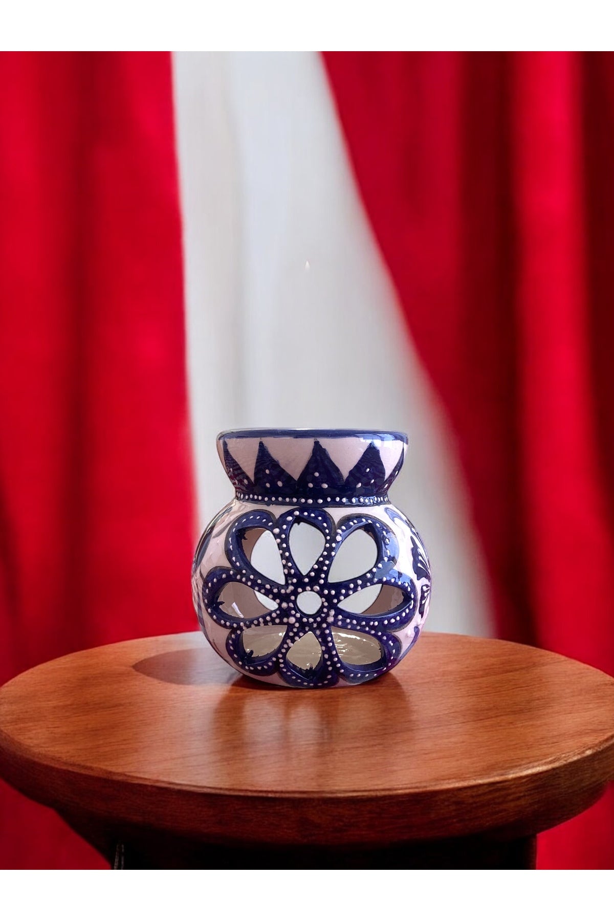 STORESZA Blue Flower Patterned Handmade Tile Buhurdanlik - MALLTURK