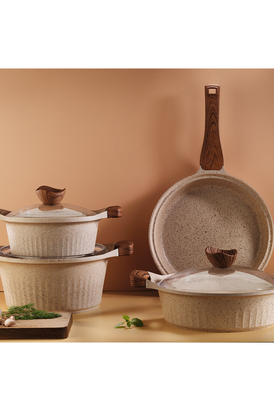Aryildiz Lincoln 7 Piece Cookware Set Cappuccino