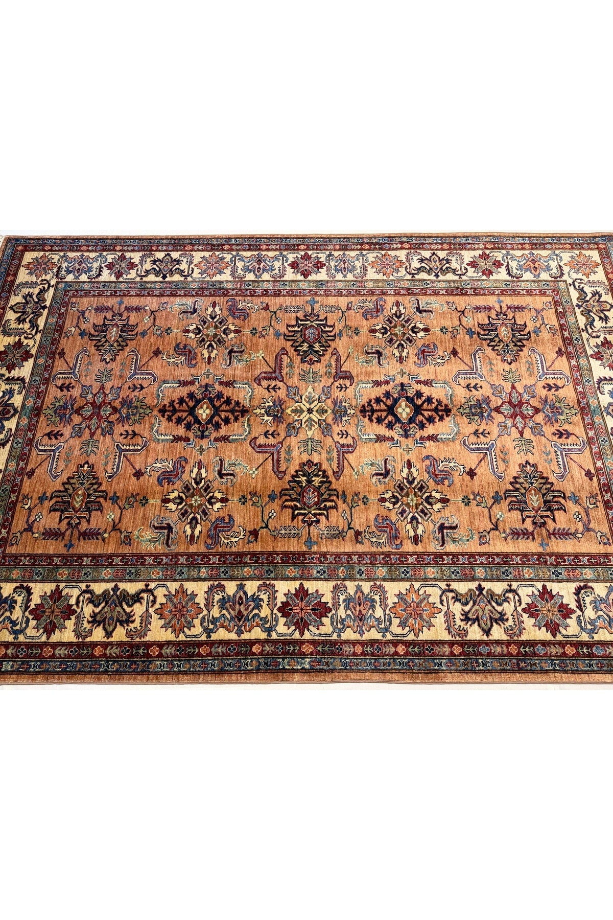 Afghan Rug Hand-Woven 100% Wool Natural Dye Handicraft ile Harika Kazak Design