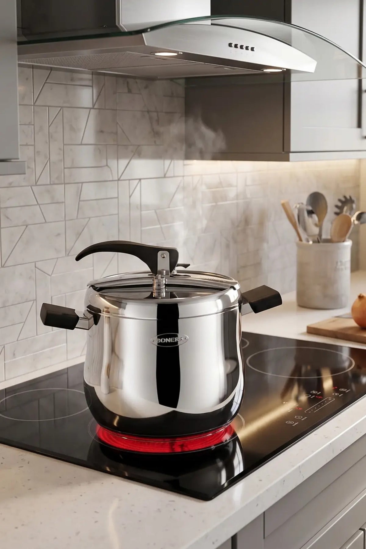 Bonera Lale 8 Lt Stainless Steel Pressure Cooker - induction Compatible - BON1104 - MALLTURK