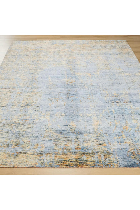 Halicizade Soyut Pattern Hand-Woven Rug-bambu Turquoise Gold - MALLTURK