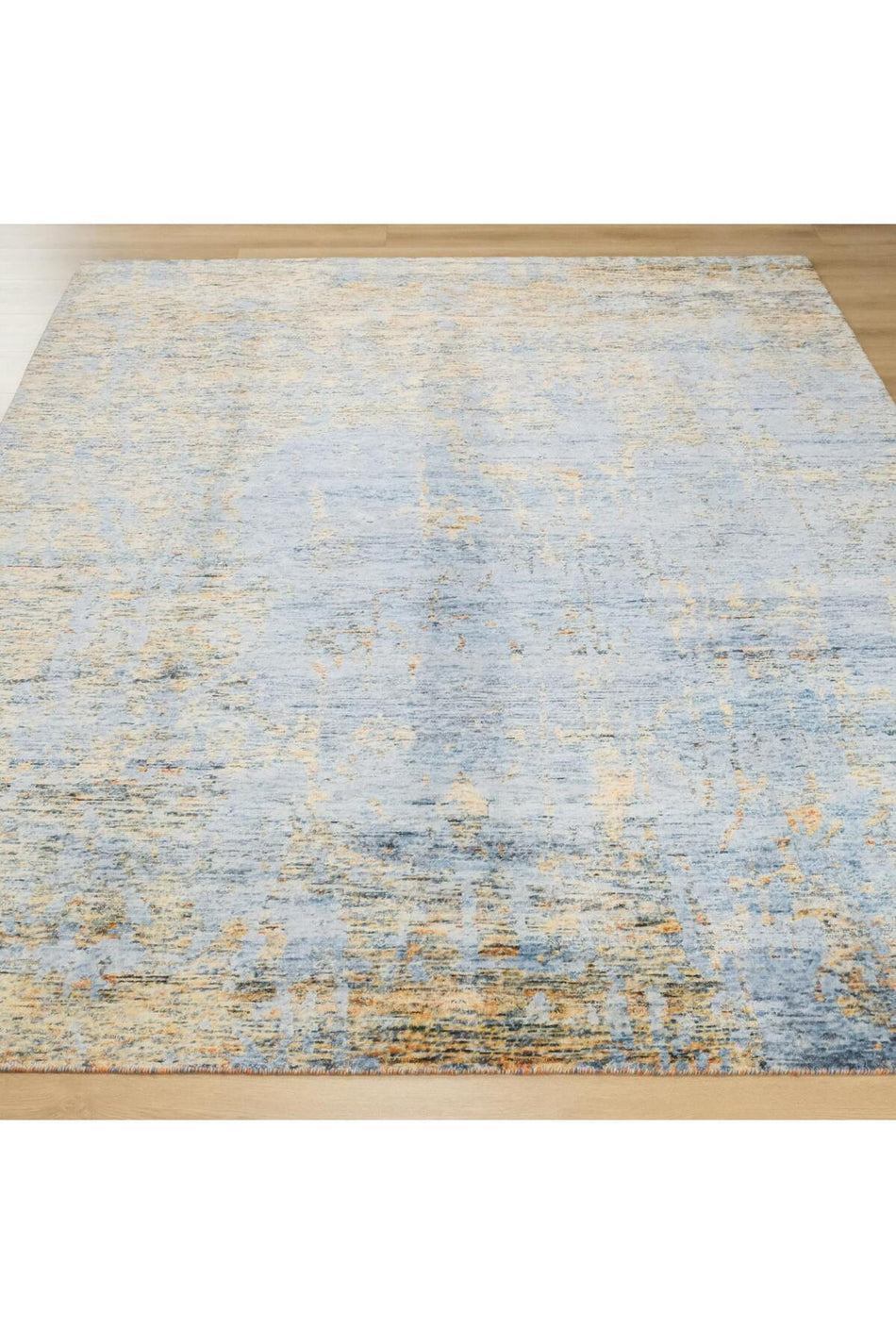 Halicizade Soyut Pattern Hand-Woven Rug-bambu Turquoise Gold - MALLTURK