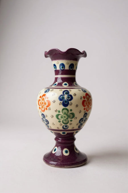 STORESZA Handmade Wheelwork 20cm Lace Alhambra Ceramic Vase Purple - MALLTURK