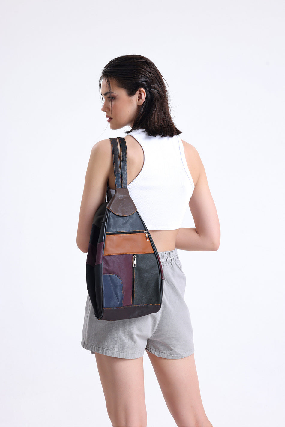 Fubileather Genuine Leather Soft Textured Backpack, Shoulder Bag
