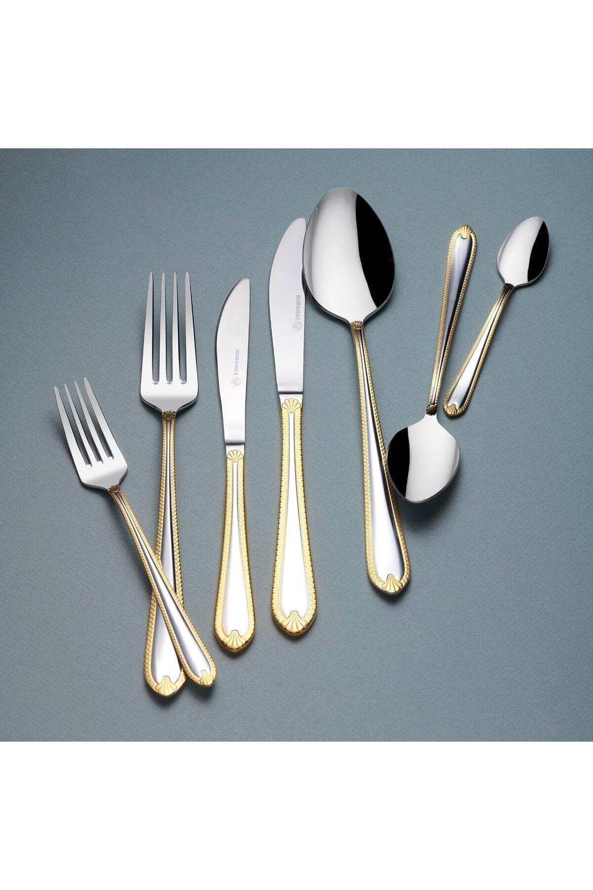 KORKMAZ dilruba gold 84 Piece Flatware Set a2517 - MALLTURK