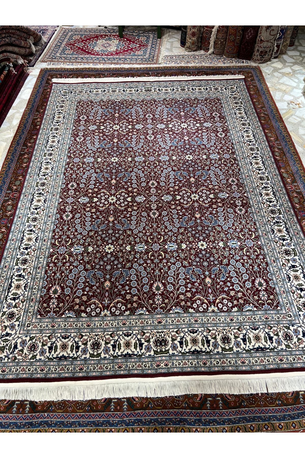 RD RAMAZAN DAG Hand Rug Art Hand-Woven Hereke Rug Signed Seven Mountains Flower 300x200 - MALLTURK
