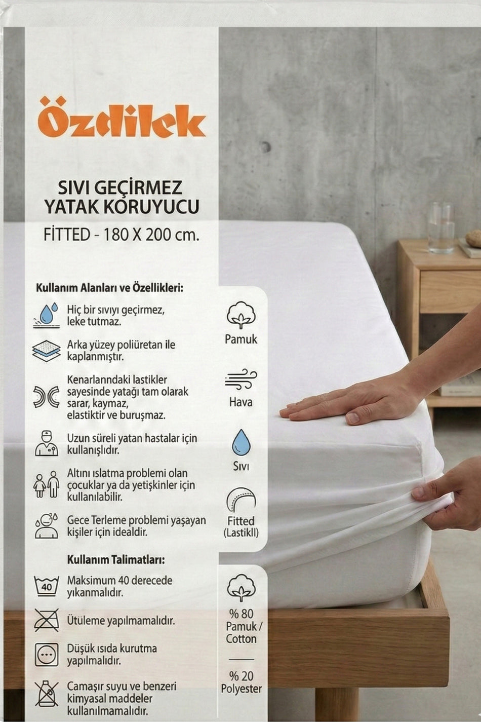 Ozdilek Waterproof Fitted Mattress Protector - MALLTURK