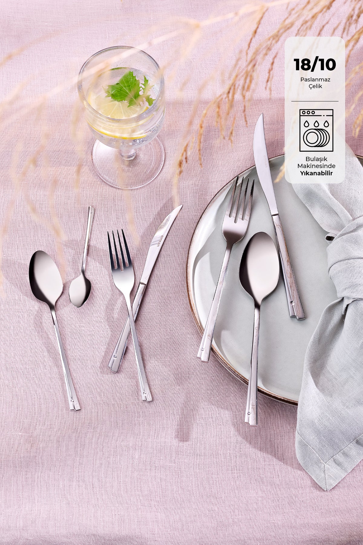 Emsan accura 84 Piece 12 Place Setting luks Boxed Flatware Set - MALLTURK