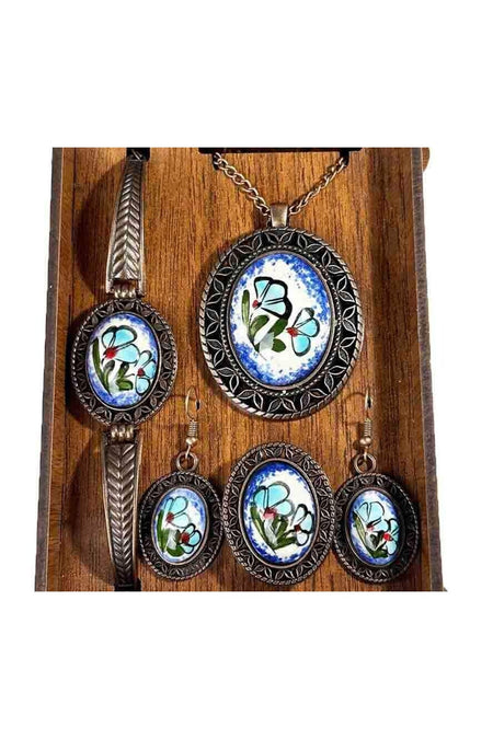 Cini Evi Otantik Flower Patterned Tile Jewelry Set - MALLTURK