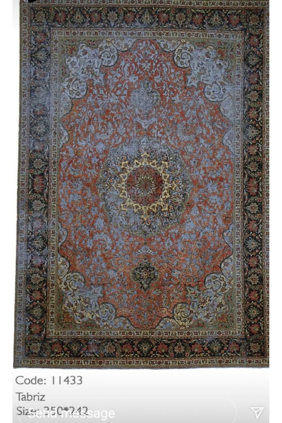 Tabriz Rug Iranian Rug, Hand-Woven, VINTAGE