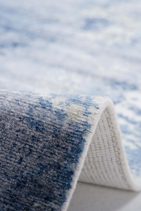 Naar Hali Erase KC 303 Blue Modern Handwoven Bamboo Living Room Rug - MALLTURK