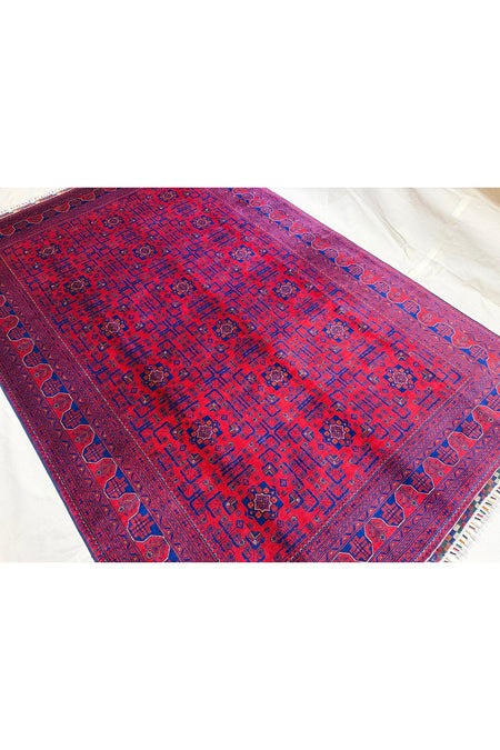 Afghan Rug Hand-Woven 6 Meter 100% Wool Natural Dye Handicraft ile Harika Yildiz Pattern