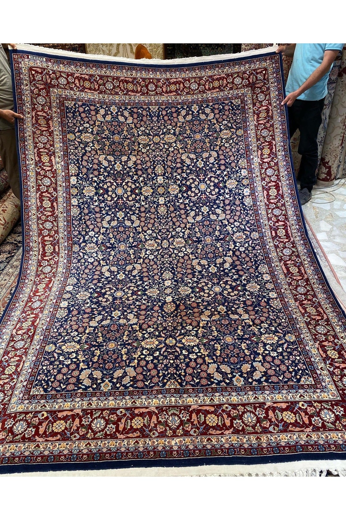 RD RAMAZAN DAG Hand Rug Art Hand-Woven Sumerbank Hereke Rug Signed Seven Mountains Flower Design Rengarenk Collector Piece 300x200 - MALLTURK