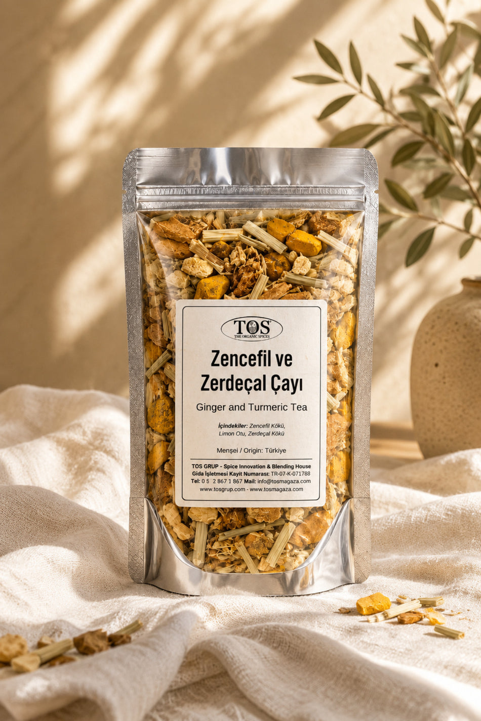 TOS The Organic Spices Ginger and Turmeric Tea 100 gr (1st Quality)