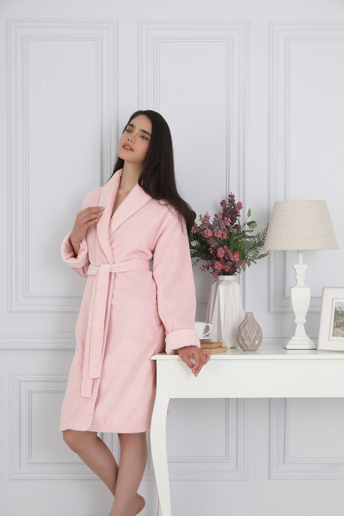 Ozdilek Sadem Organic Acacia Shawl Collar Bathrobe - MALLTURK