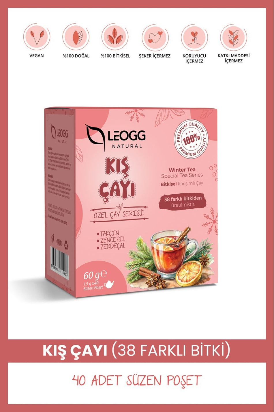 Leogg Natural Winter Tea, Rich in 38 Different Herbs, 40 Filter Bags