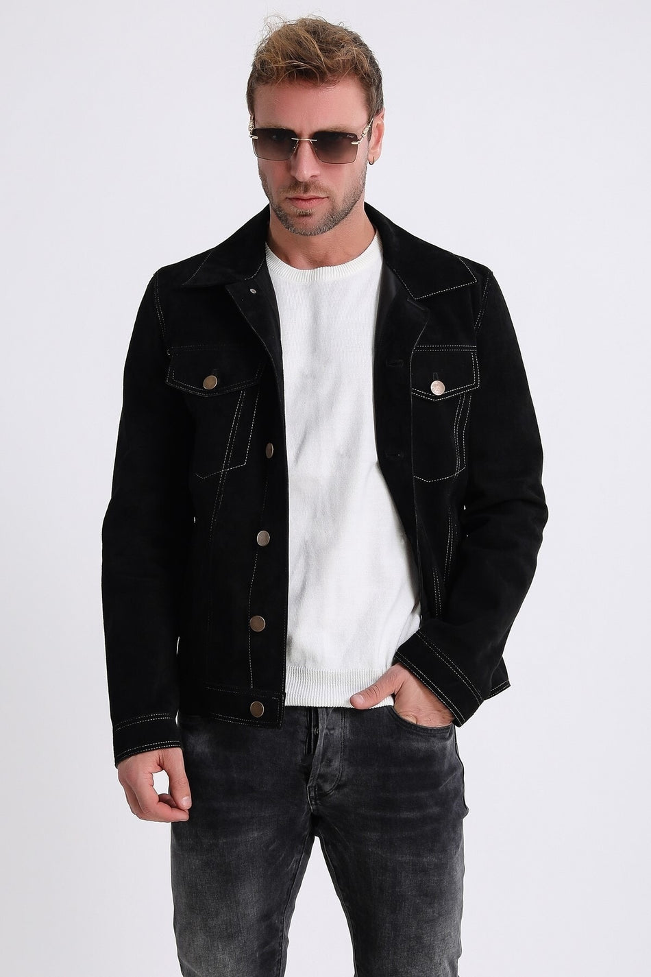 Leather Club svart jacka i nubuckmocka