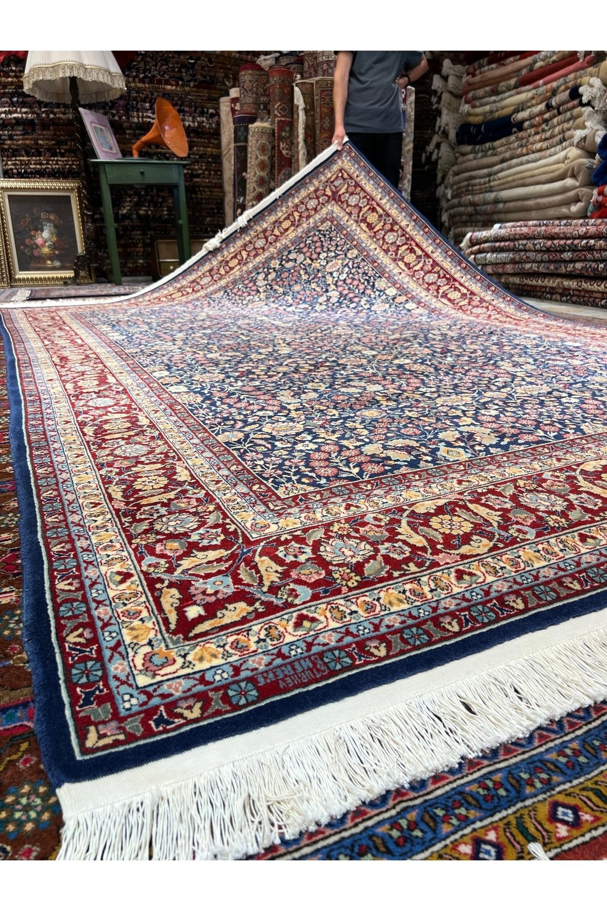 RD RAMAZAN DAG Hand Rug Art Hand-Woven Sumerbank Hereke Rug Signed Seven Mountains Flower Design Size 300x200. - MALLTURK