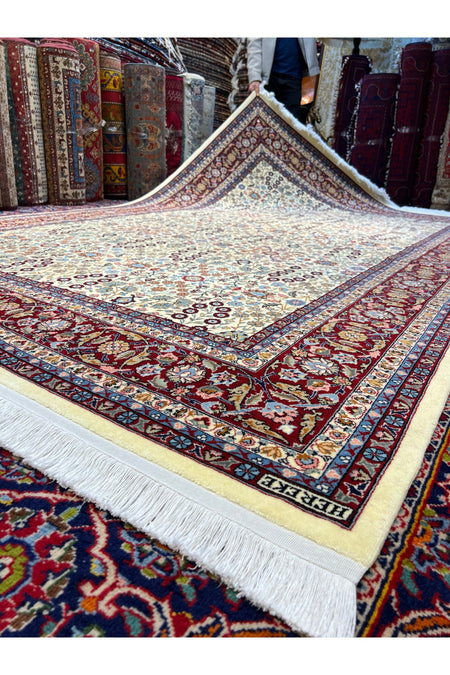 RD RAMAZAN DAG Hand Rug Art Hand-Woven Sumerbank Hereke Rug Signed Seven Mountains Flower Premium Quality Size 300x200 - MALLTURK