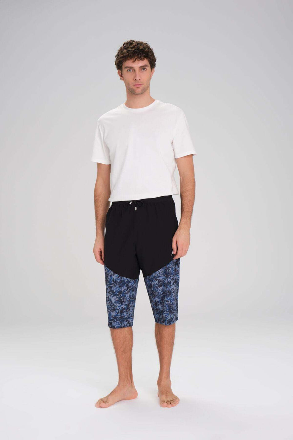 Men's Black Long Swim Shorts with Hashema Pattern 2412