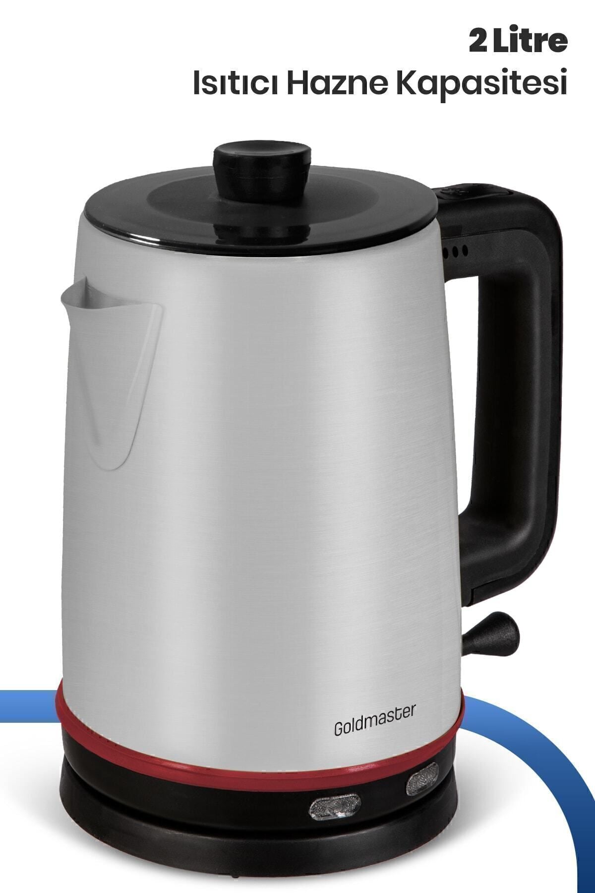 GoldMaster Dem inox 2200 Watt XL Stainless Steel Tea Maker and Water Heater with Stainless Steel Teapot - MALLTURK