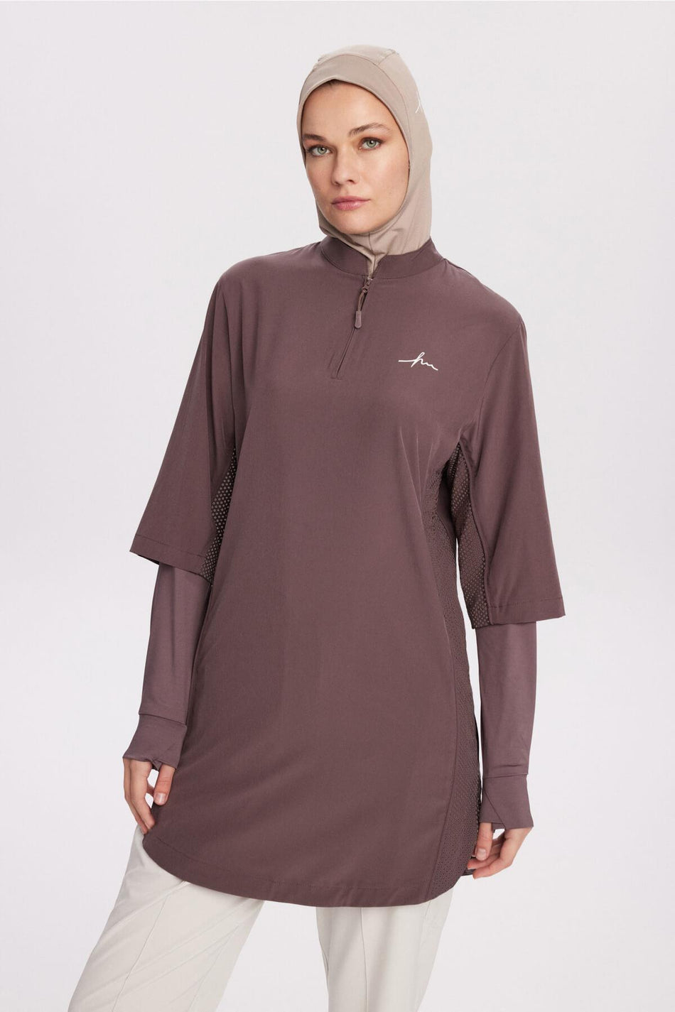 Hasema Active H-Per Fit Laser Cut Detail Purple Hijab Training Top ACT-33