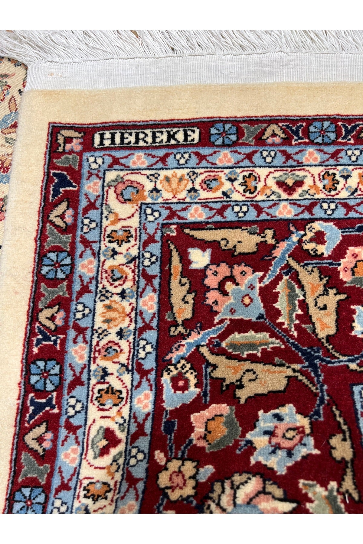 RD RAMAZAN DAG Hand Rug Art Hand-Woven Hereke Rug Signed Seven Mountains Flower Premium Quality Size 336x252 - MALLTURK