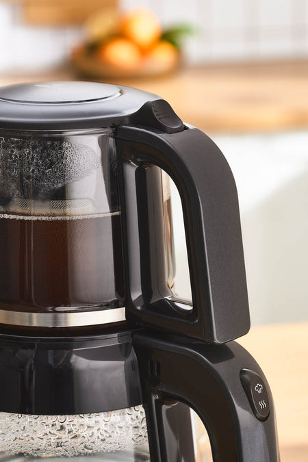 Karaca Glass Tea XL 2 in 1 Glass Tea Maker Shiny Black - MALLTURK