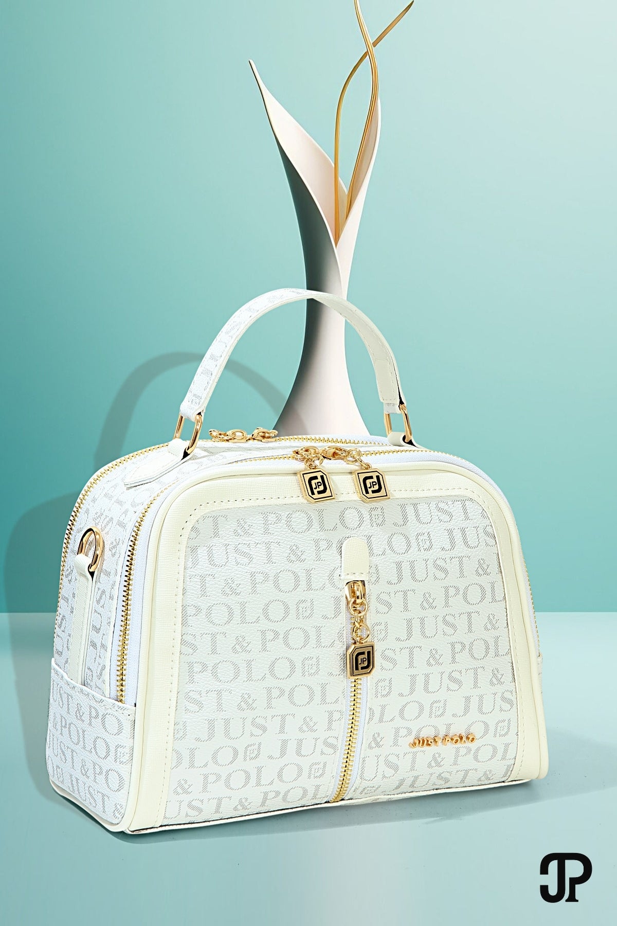 Just Polo Original Women's New Season Luxury Soft Leather Adjustable Crossbody Stylish Hand and Shoulder Bag White - MALLTURK