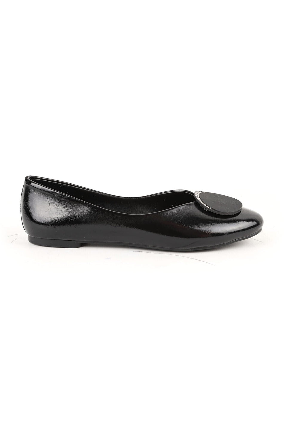 Chaussures ballerines pour femme, chaussures de maman à enfiler en cuir verni avec boucle ronde en pierre L080.148