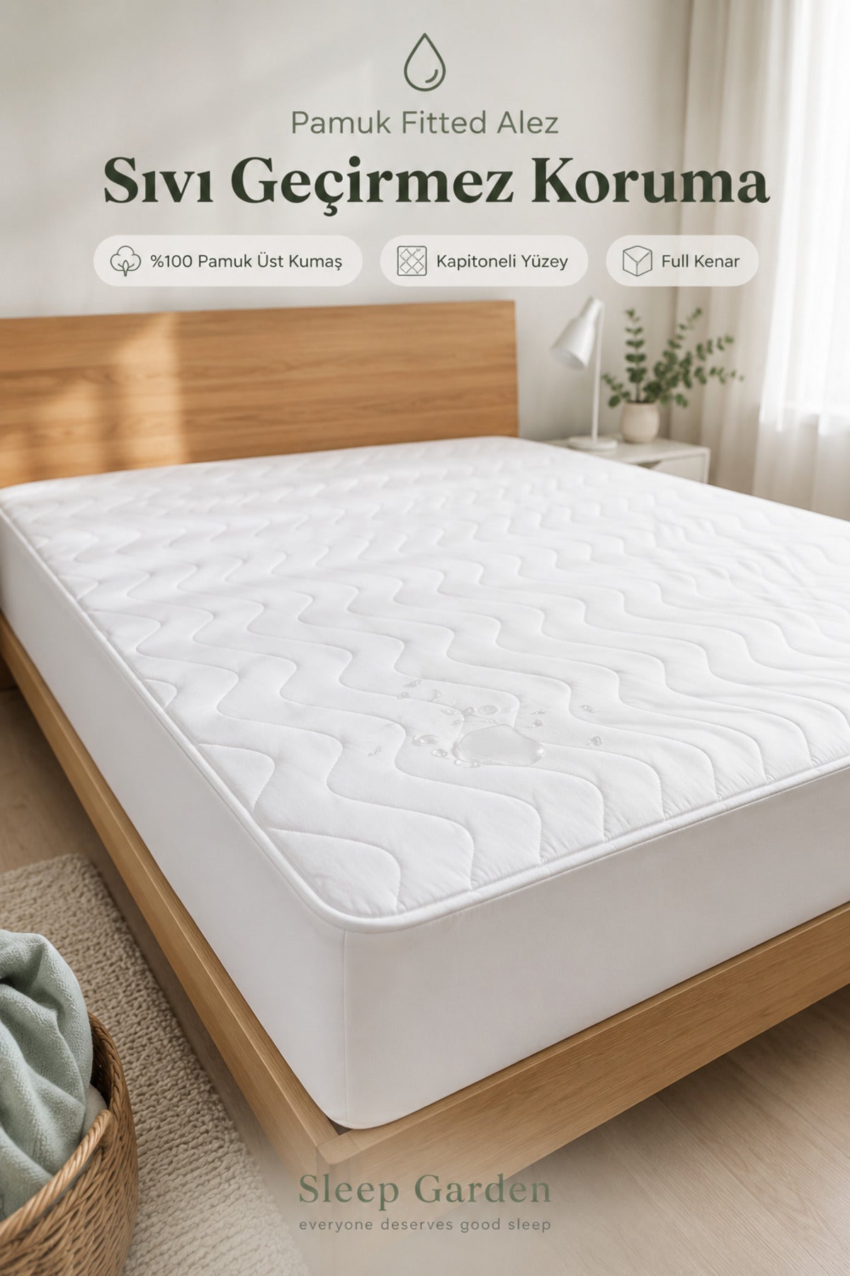 Sleep Garden Waterproof Cotton Quilted Fitted Mattress Protector - MALLTURK