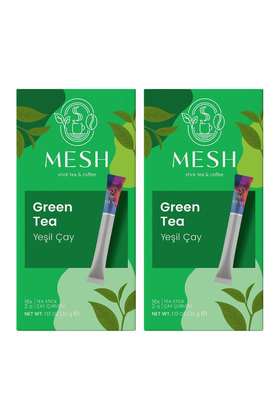 Mesh Stick Green Tea Herbal Tea – Natural, Sugar-Free, Additive-Free, 2 Packs in 1
