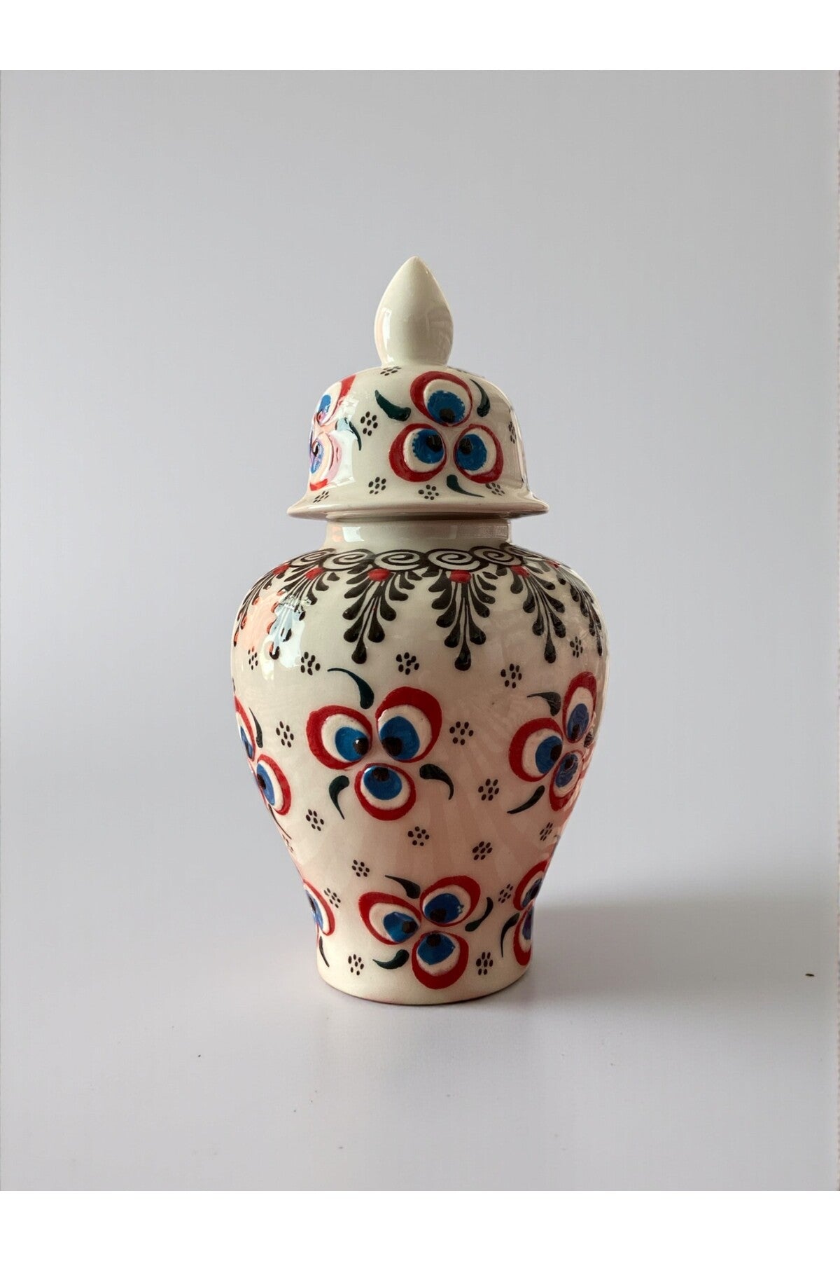 YOOS Handmade 25cm Evil Eye Charm Craftsmanship White Shah Cube Ceramic Vase - MALLTURK
