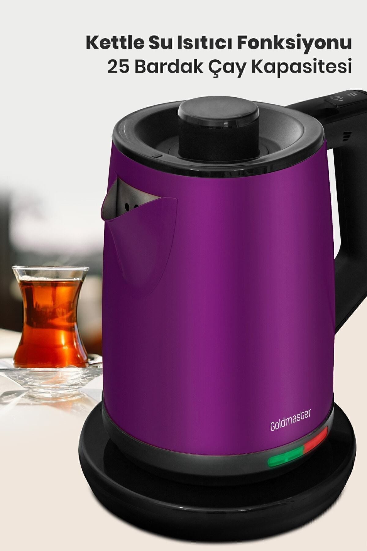 GoldMaster Teachef Violet 2200 Watt Stainless Steel Drip-Free Design Tea Maker and Kettle - MALLTURK