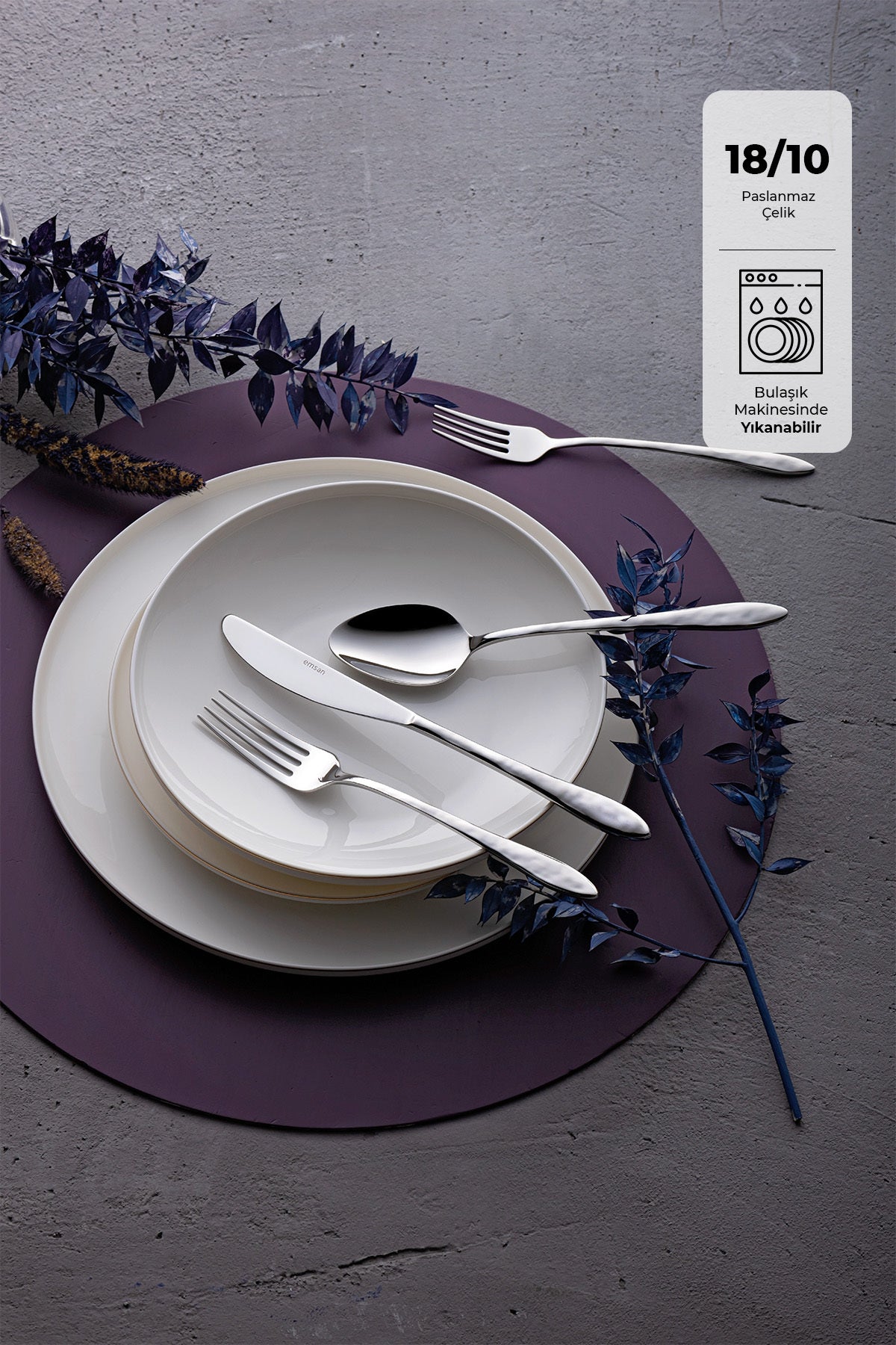 Emsan akasya 24 Piece 6 Place Setting Boxed Flatware Set - MALLTURK