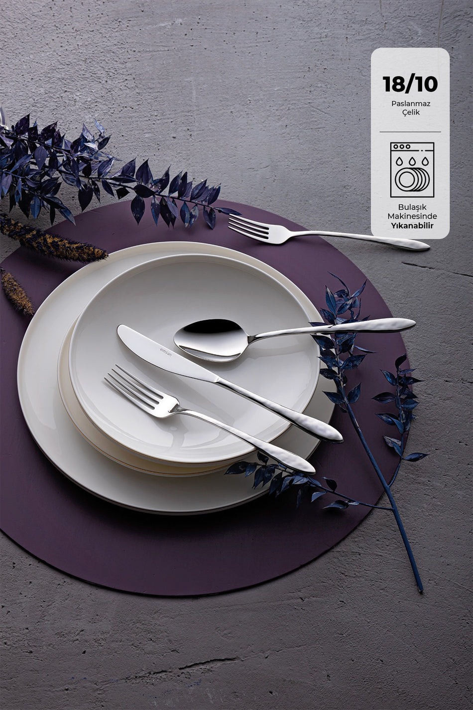 Emsan akasya 24 Piece 6 Place Setting Boxed Flatware Set - MALLTURK