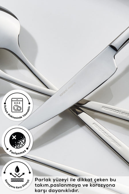 Karaca boreas 12 Place Setting 84 Piece Flatware Set - MALLTURK